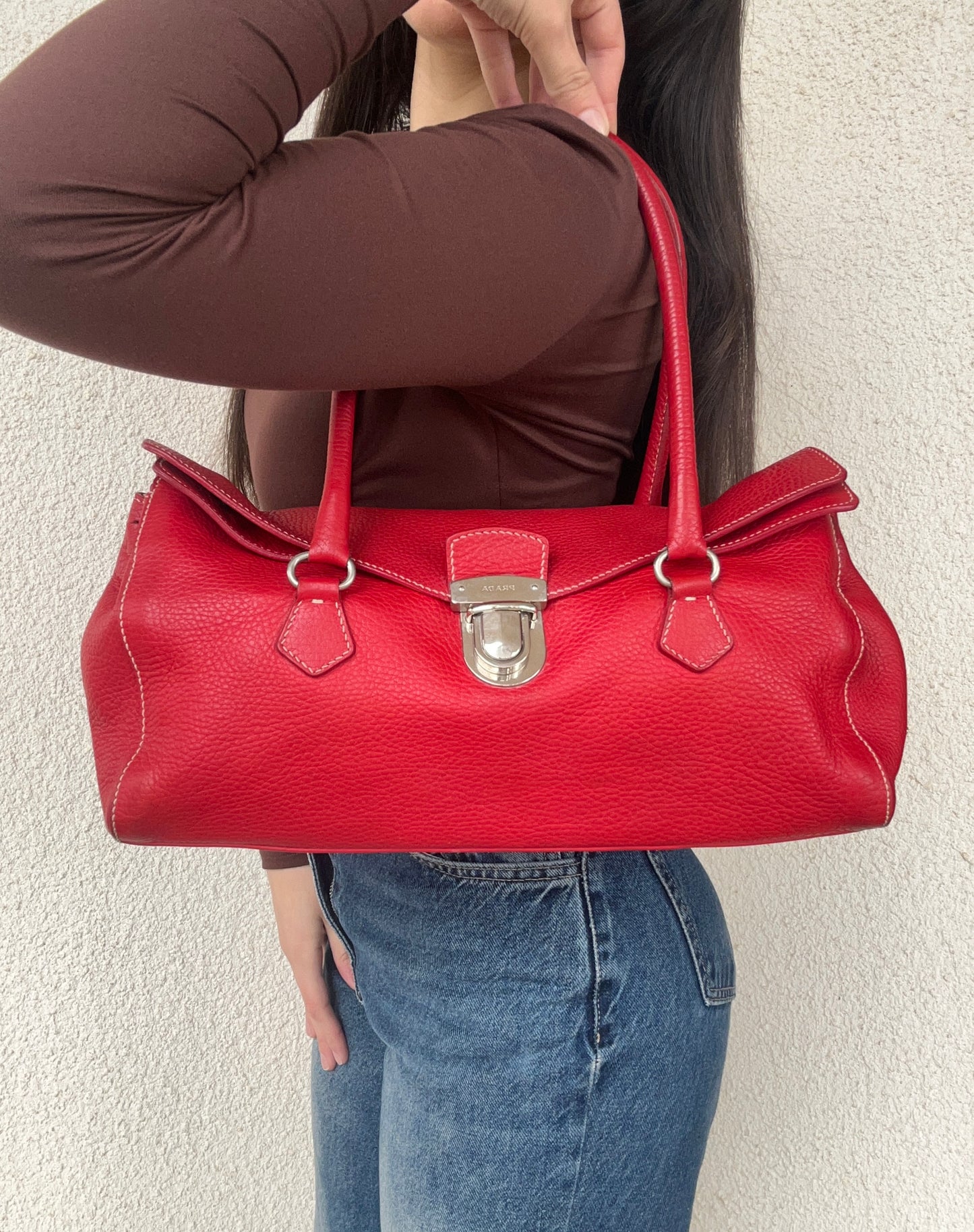 Prada tote in pelle rossa rarissima