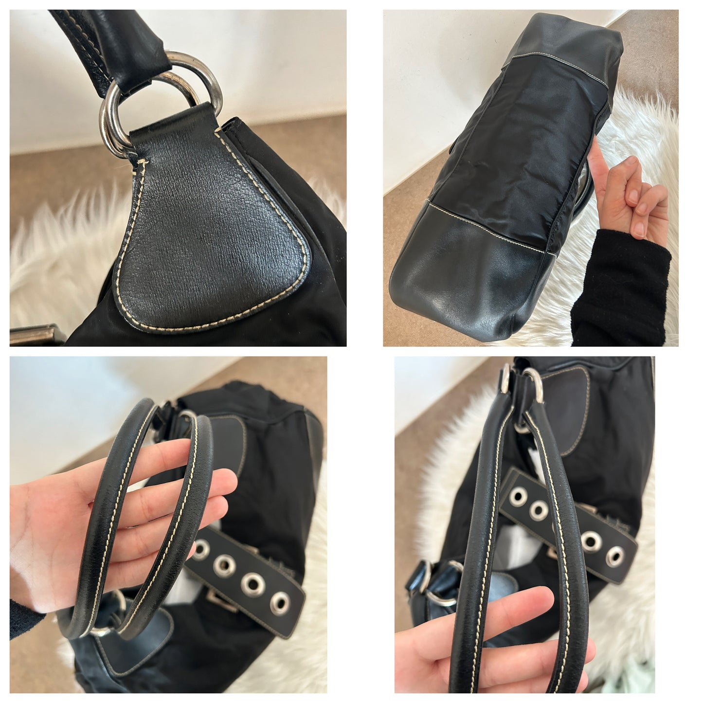 Prada Moon in nylon e pelle nera