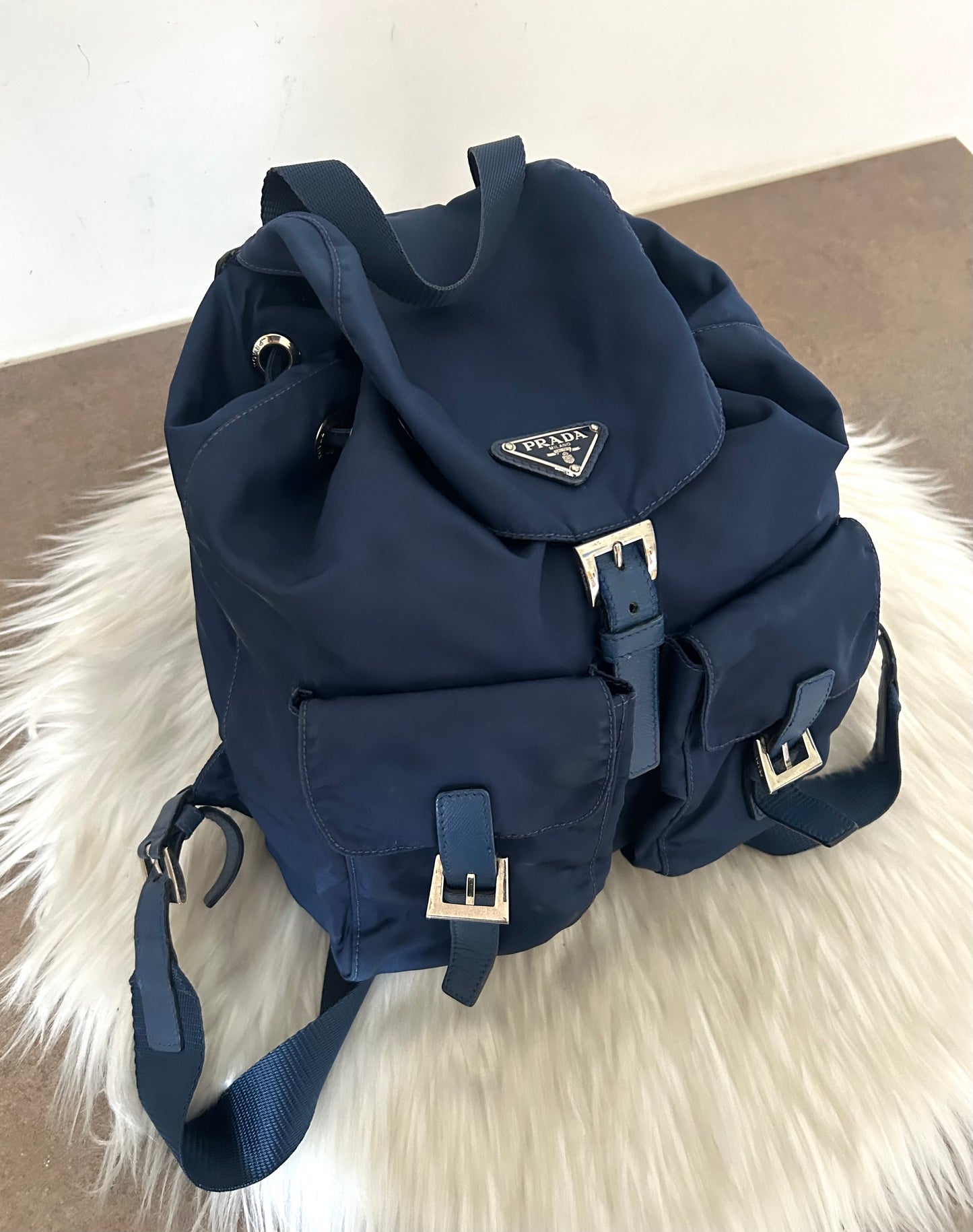 Zaino Prada blu in nylon
