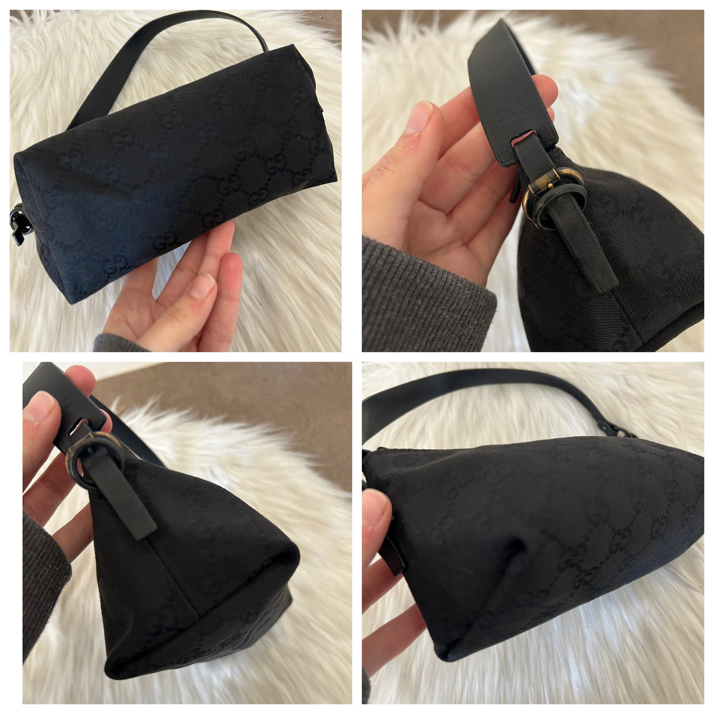 Gucci baguette nera in monogram