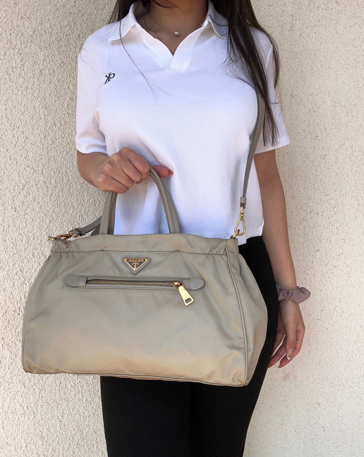 Prada tote beige con tracolla