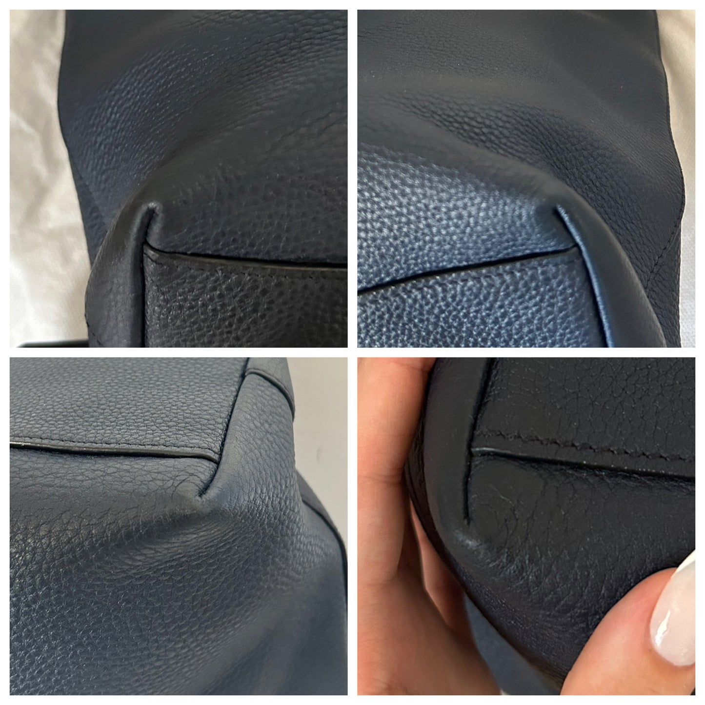 Prada Shopping in pelle blu scuro