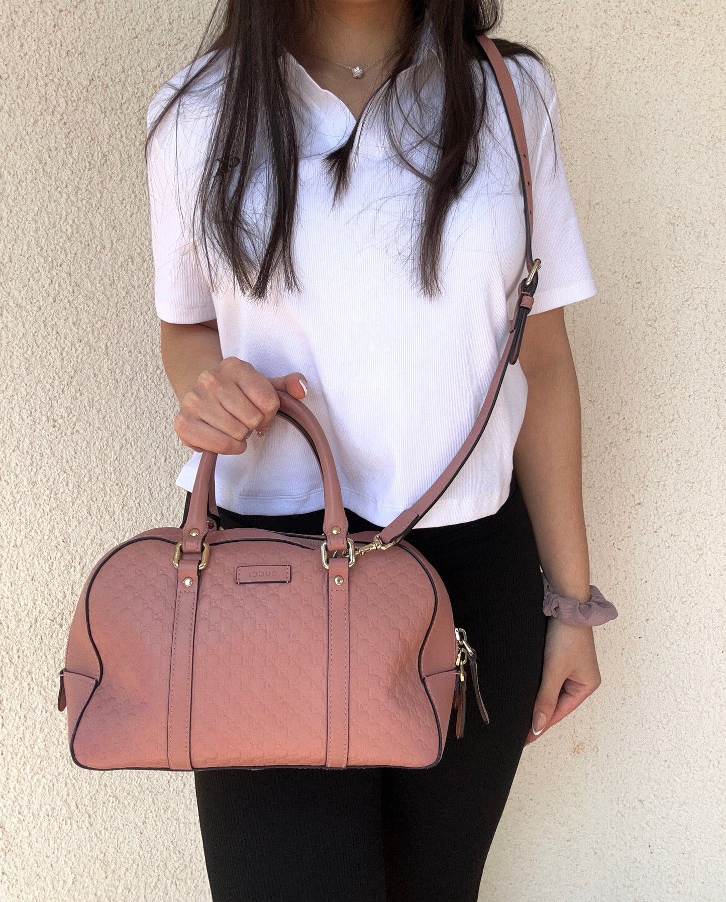 Gucci bauletto Guccissima rosa in pelle