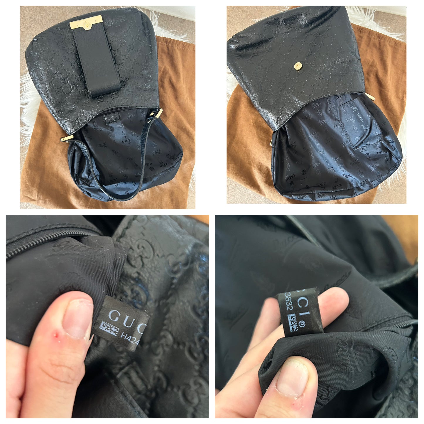 Gucci mini tote monogram Guccissima in pelle nera