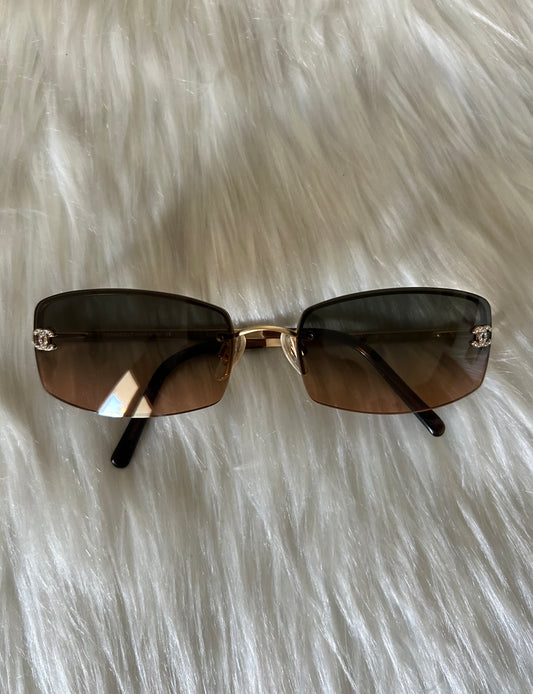 Occhiali Chanel vintage sfumati con Swarovski