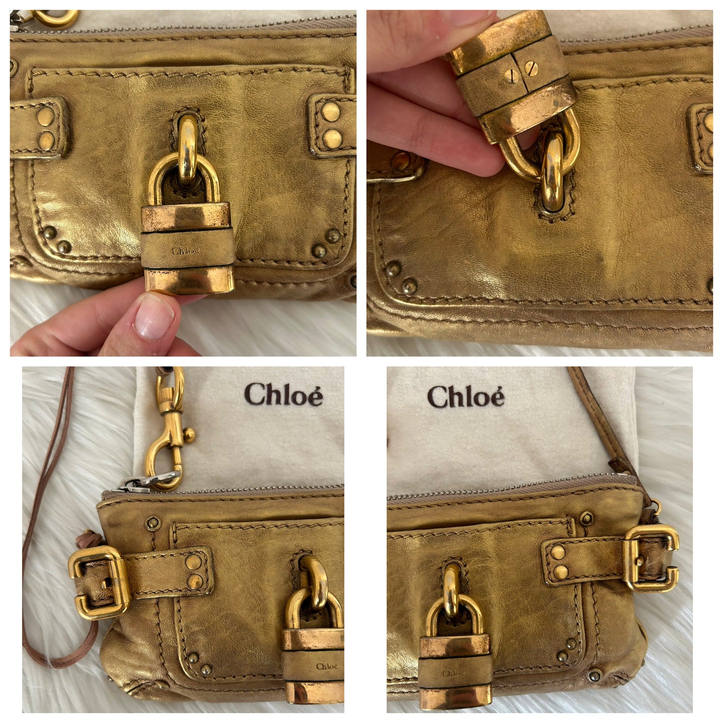 Chloé Paddington mini in pelle dorata