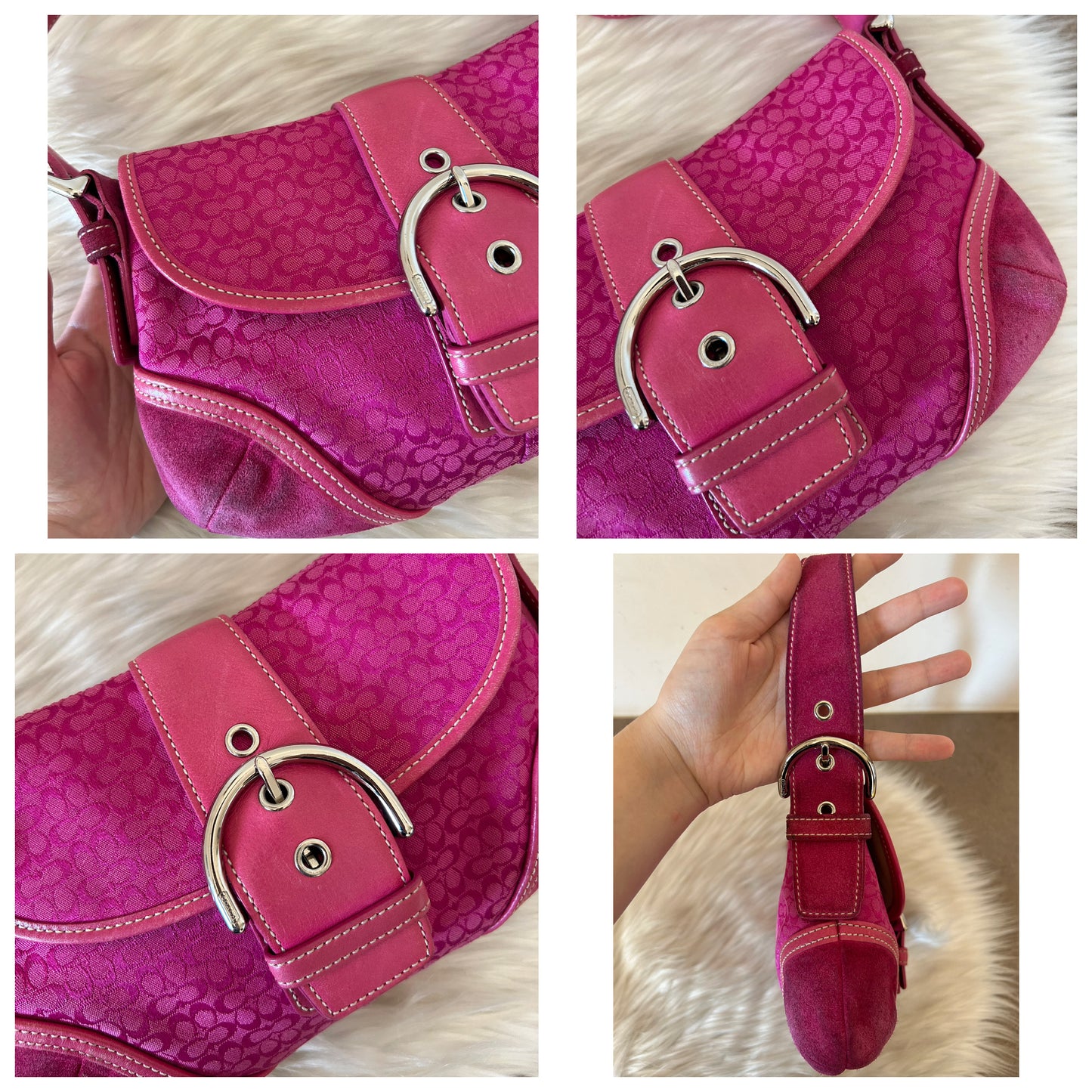 Coach Signature Sufflette rosa in monogram