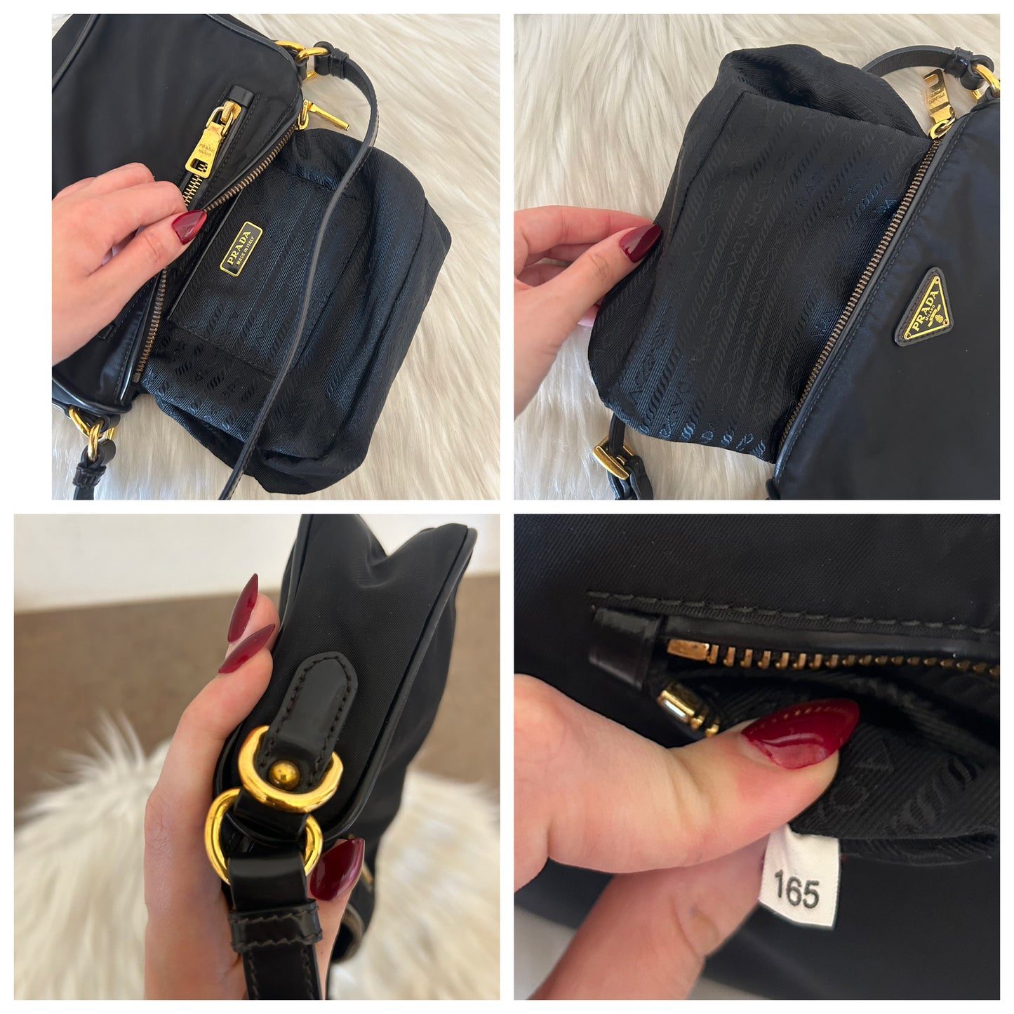 Prada baguette in nylon nera