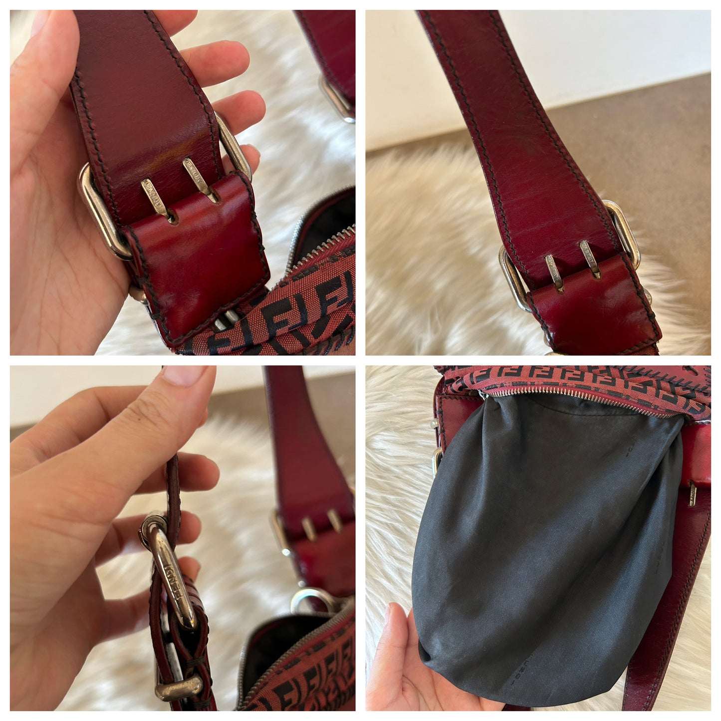 Fendi Oyster rarissima in pelle intagliata e monogram zucchino