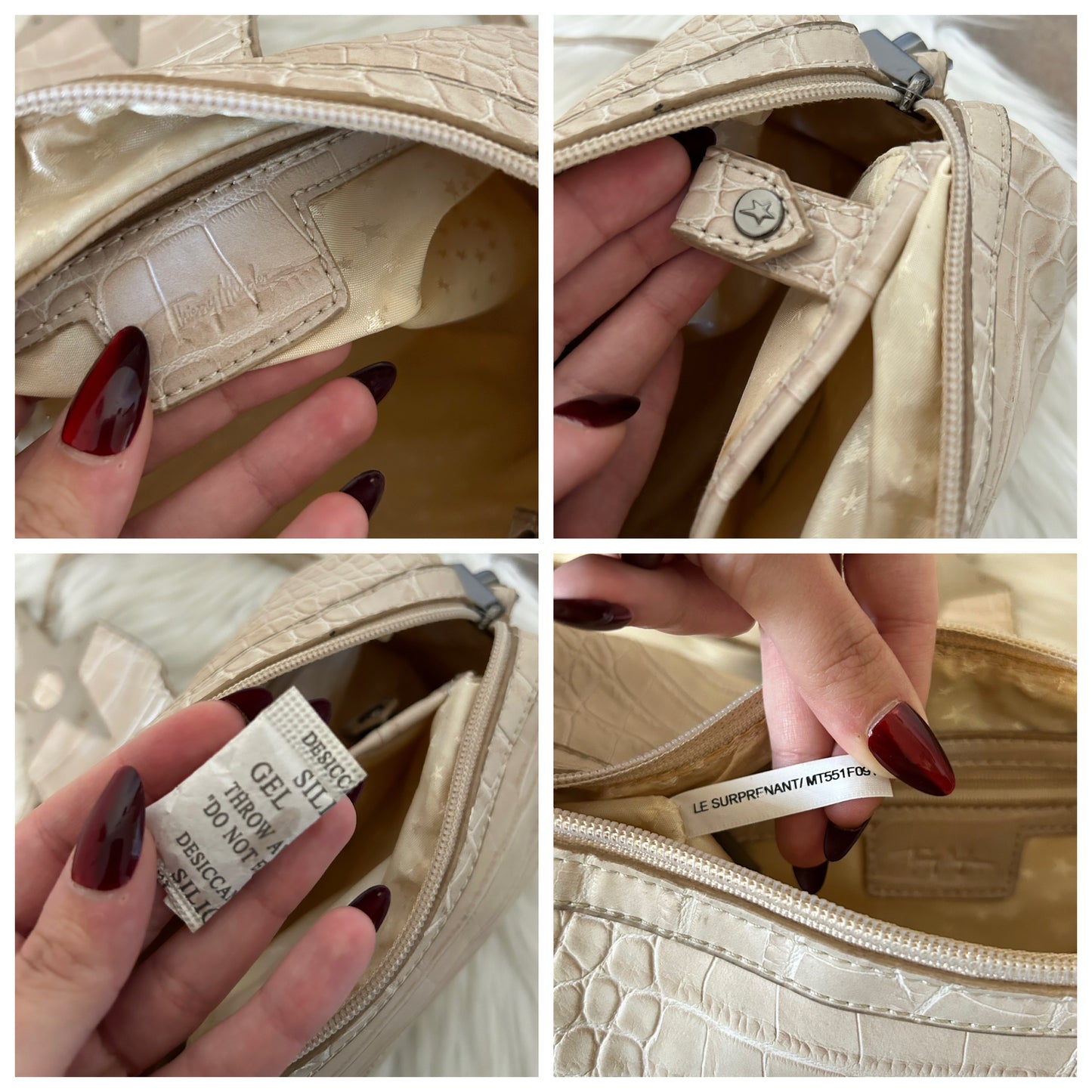 Borsa Thierry Mugler in similpelle di coccodrillo con portafoglio