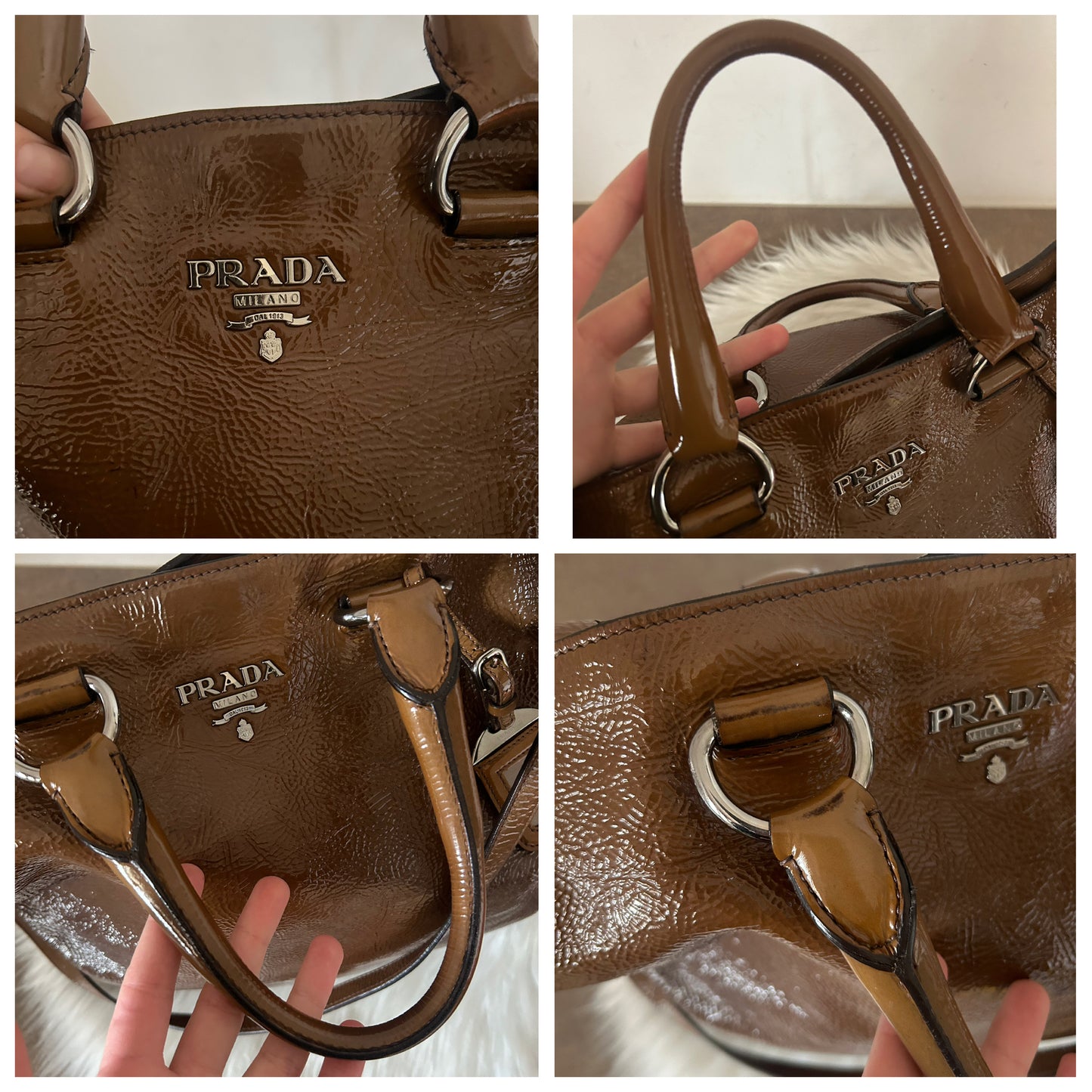 Prada tote in pelle verniciata