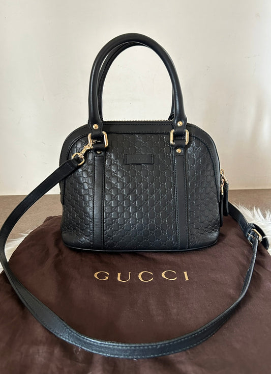 Gucci Dôme mini in micro guccissima nera