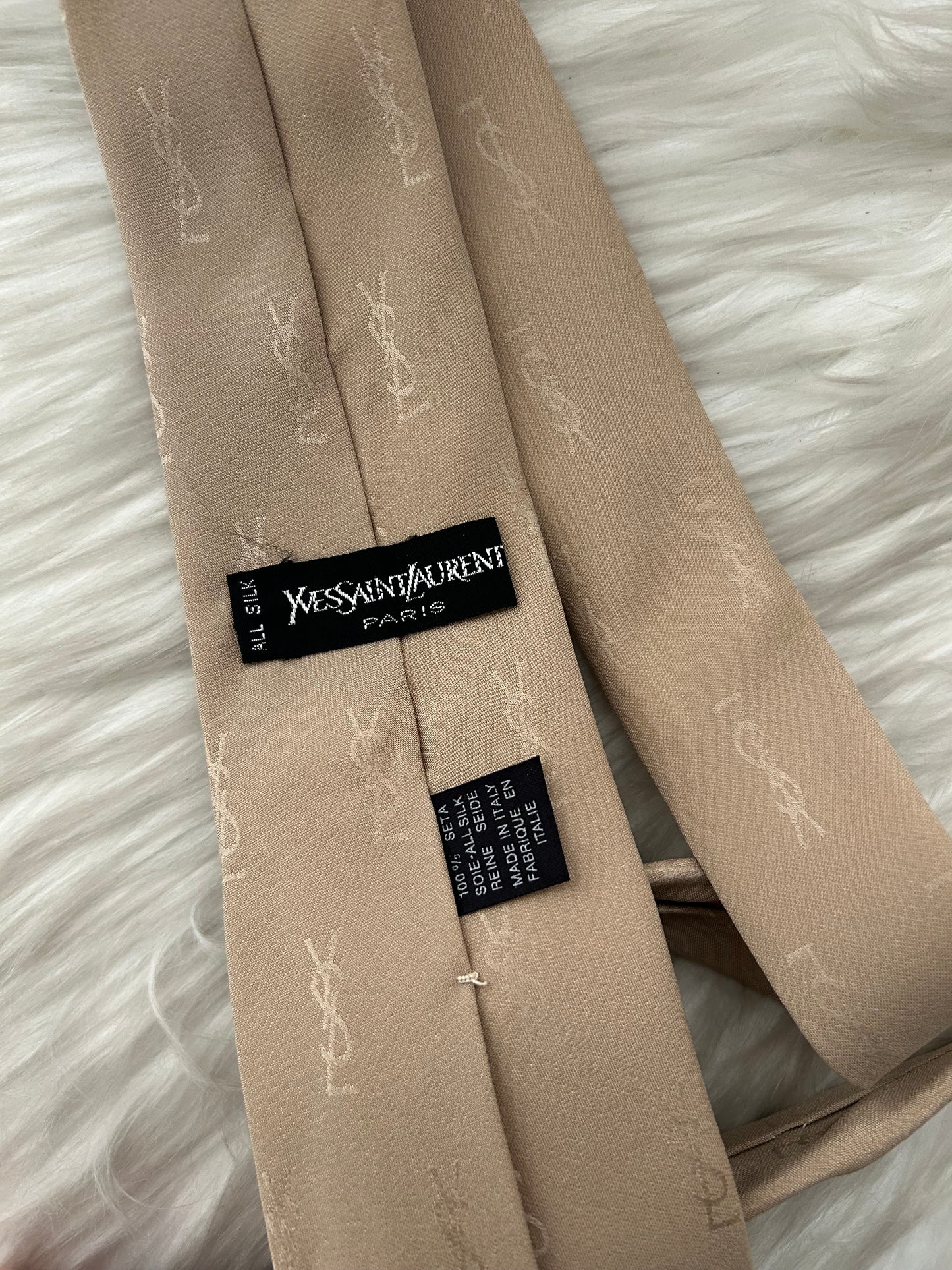 Cravatta YSL logata beige 100% seta