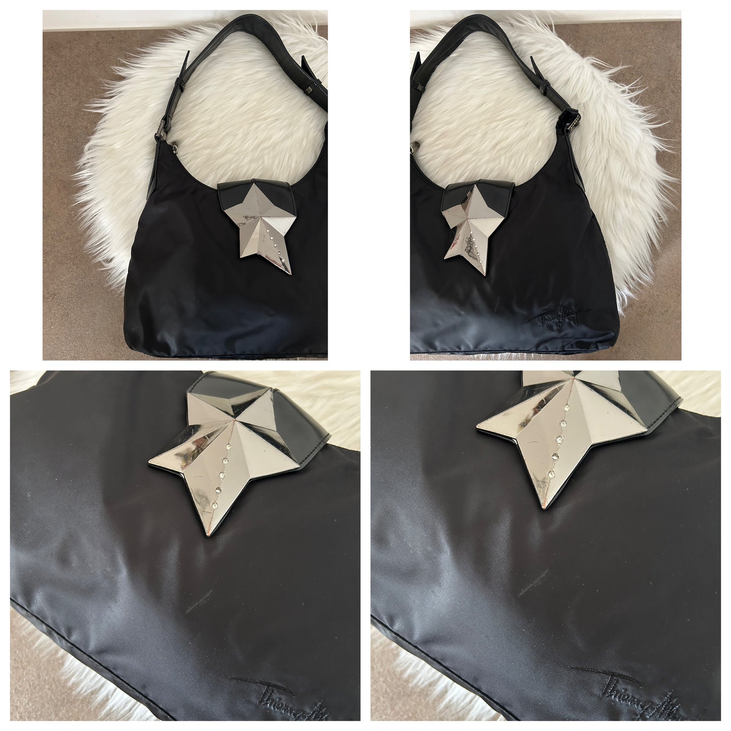 Thierry Mugler tote bag in nylon nera vintage