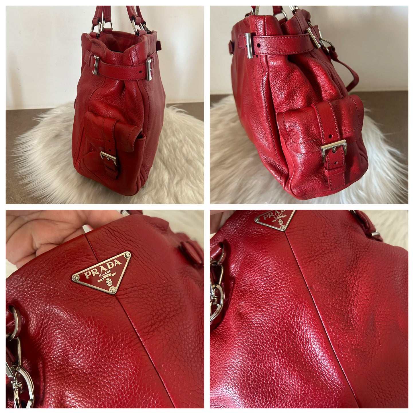 Prada tote Cargo in pelle rossa