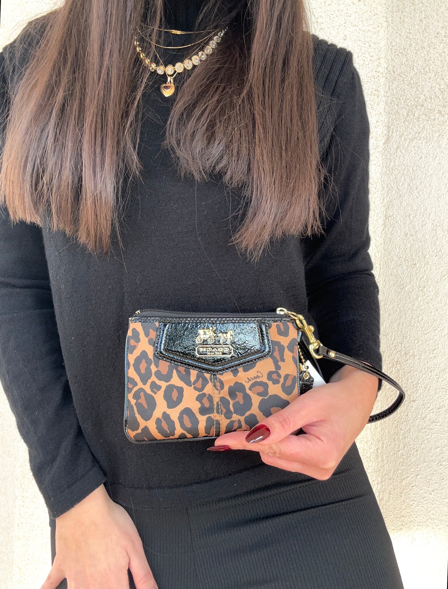 Coach pochette leopardata full set