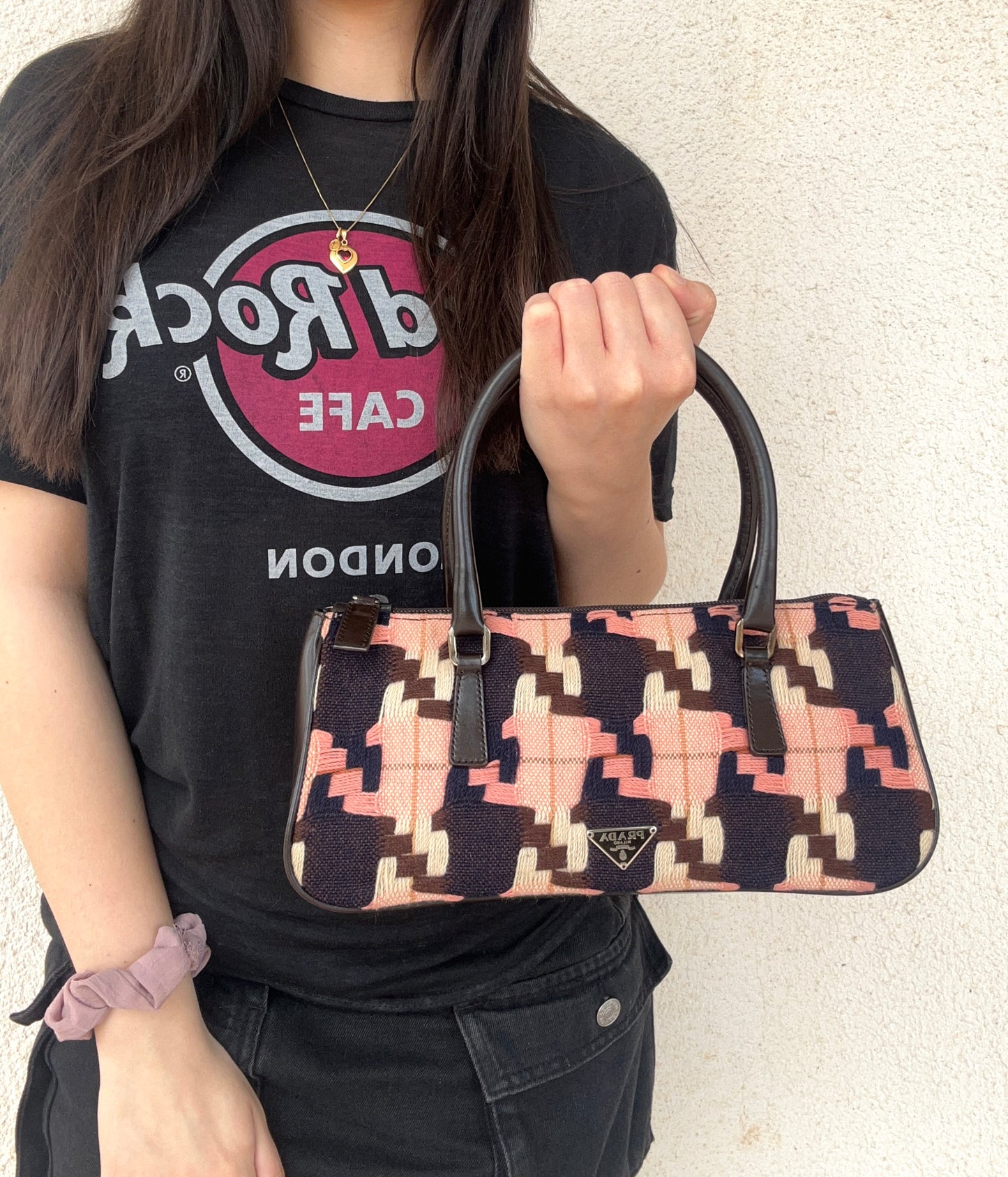 Prada mini tote con motivo geometrico
