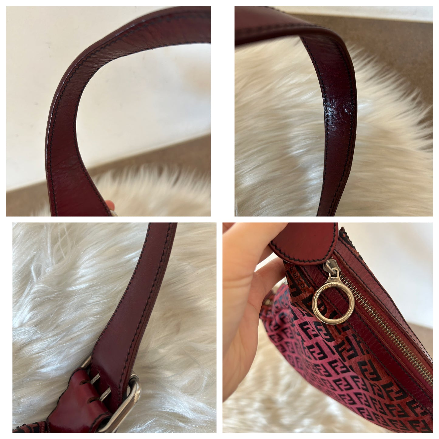 Fendi Oyster rarissima in pelle intagliata e monogram zucchino