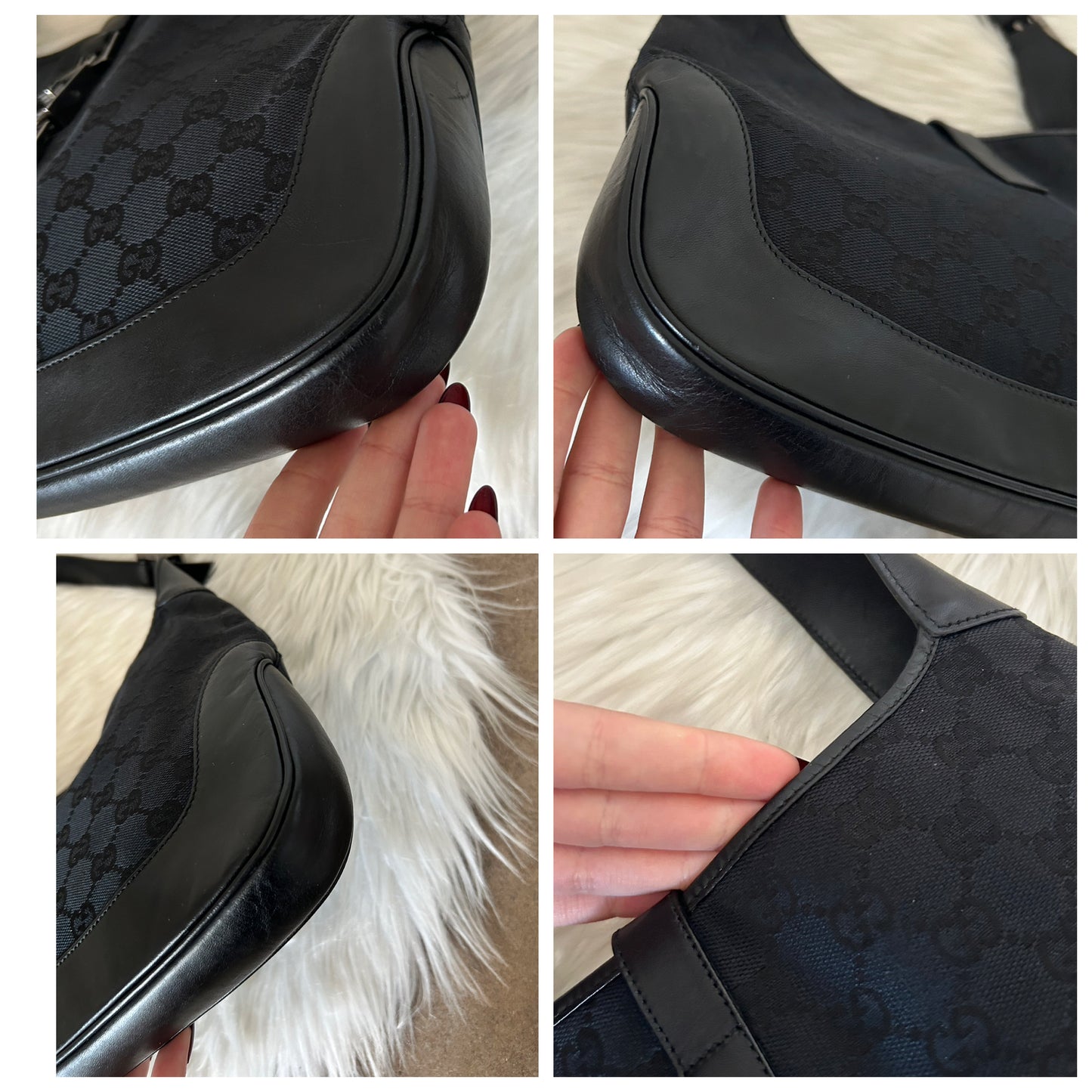 Gucci Jackie vintage taglia media in monogram nera