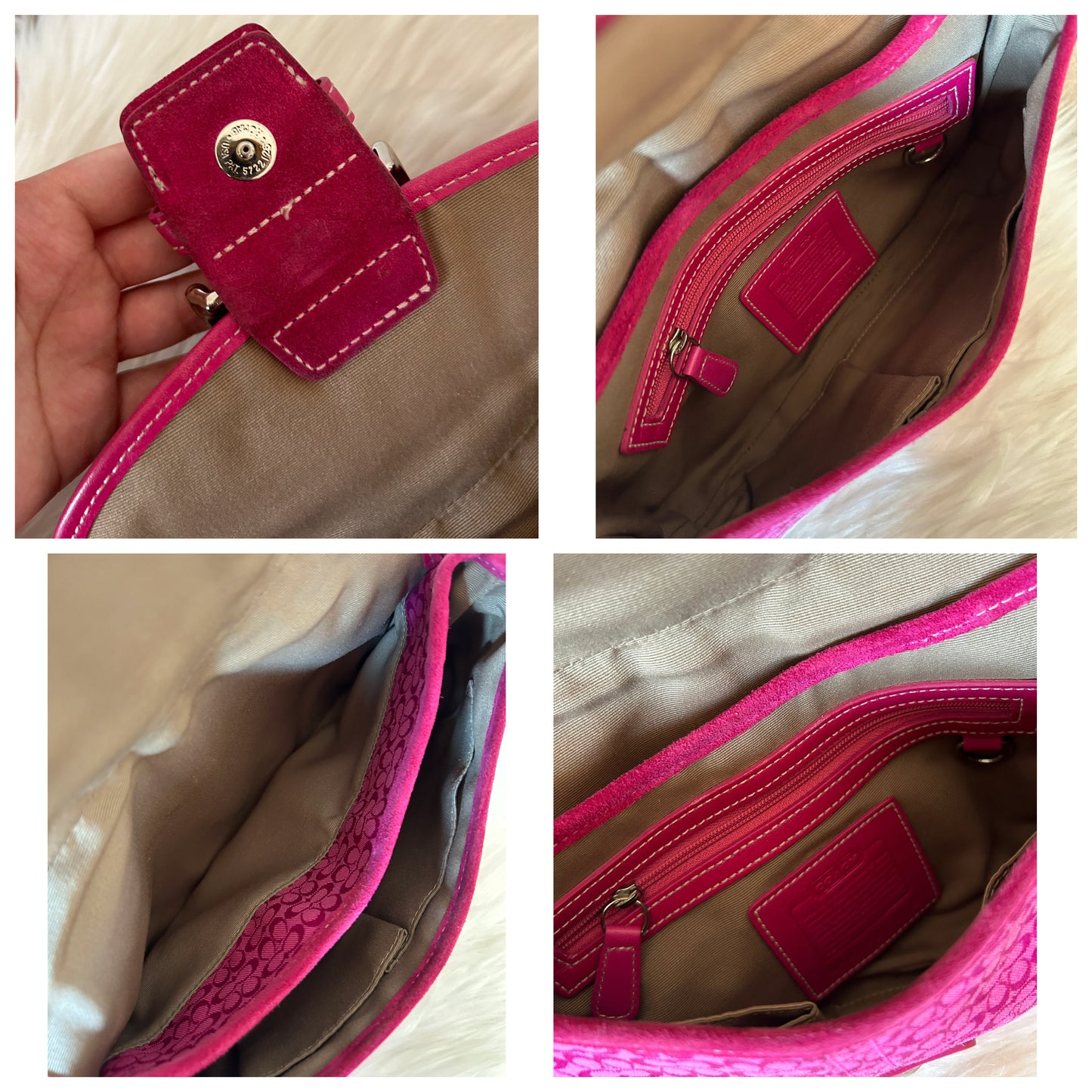 Coach Signature Sufflette rosa in monogram