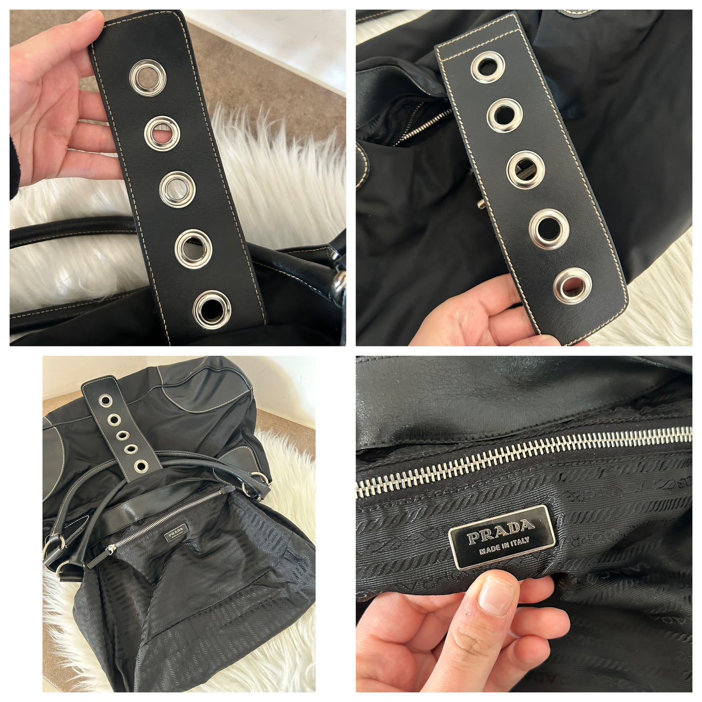 Prada Moon in nylon e pelle nera