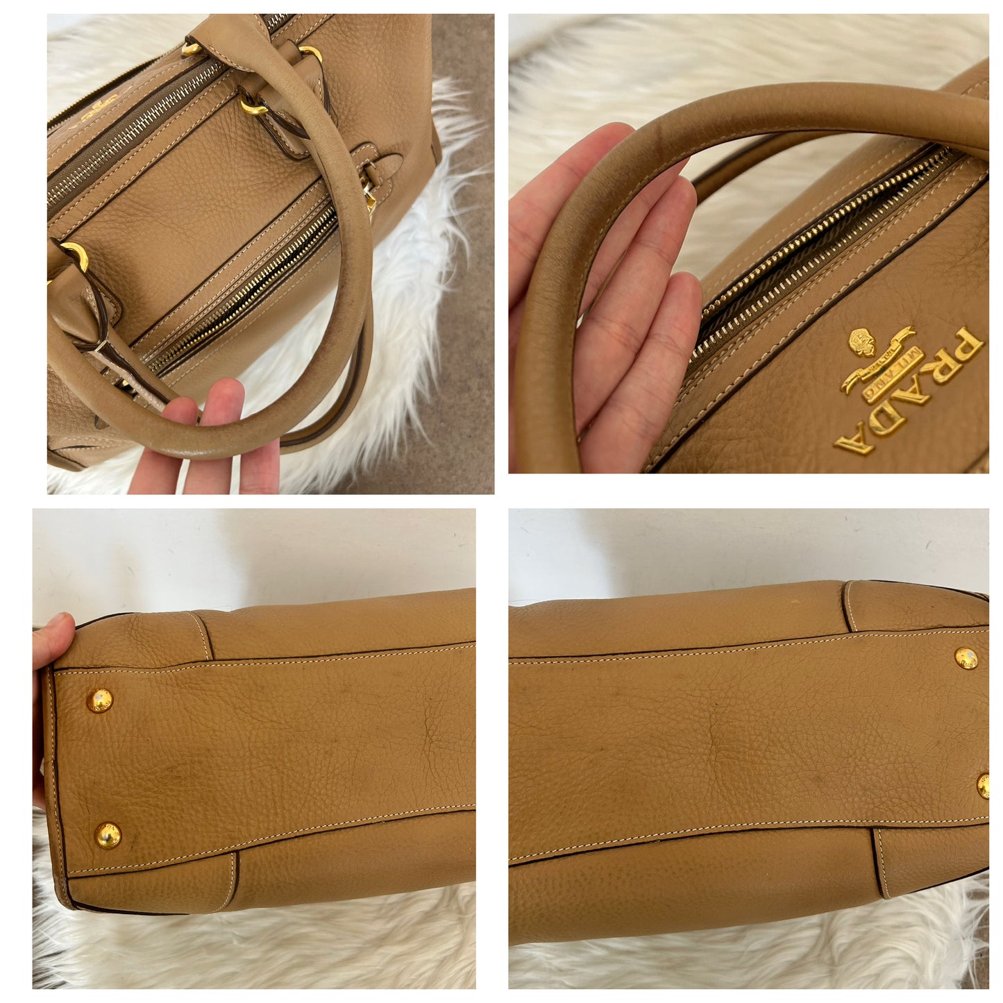 Prada bauletto in pelle beige