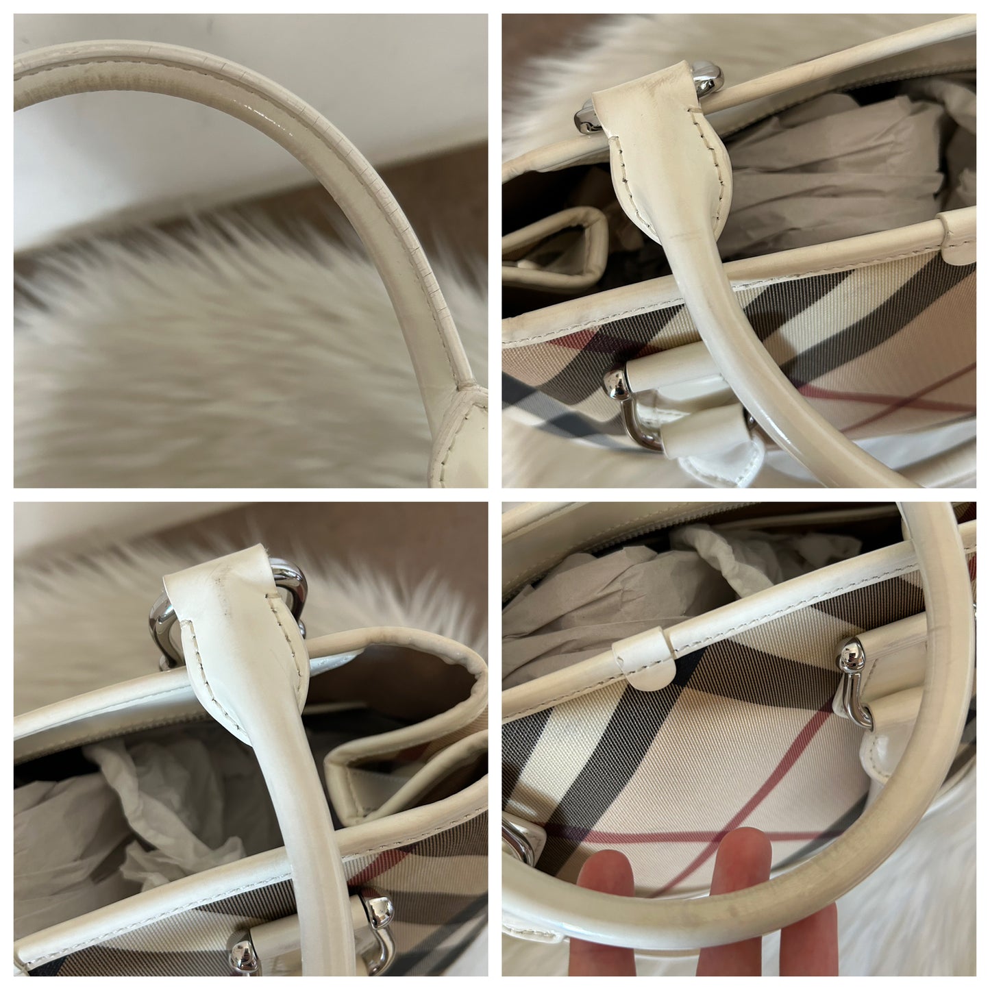 Burberry tote Check e vernice bianca