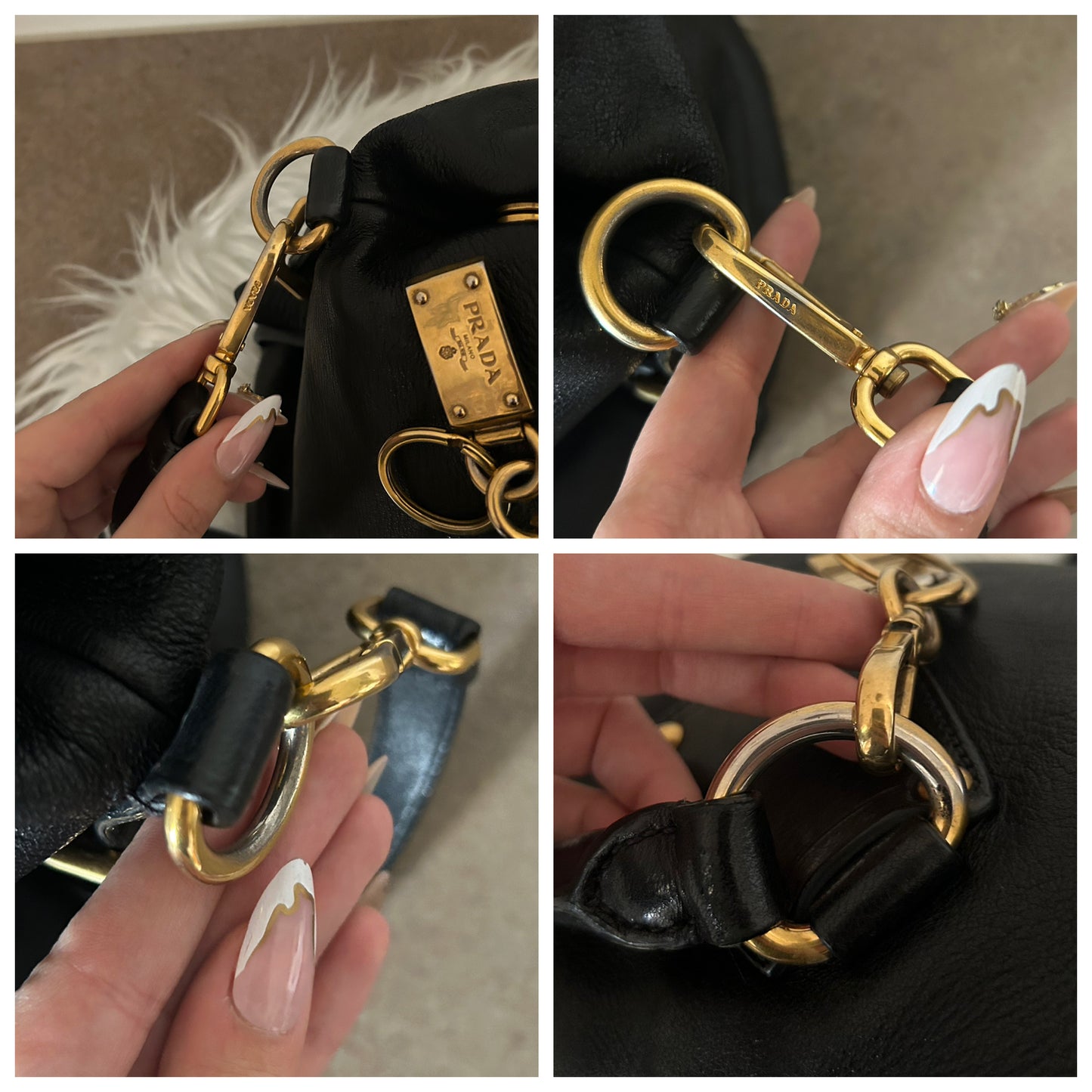 Prada tote in pelle nera con tracolla