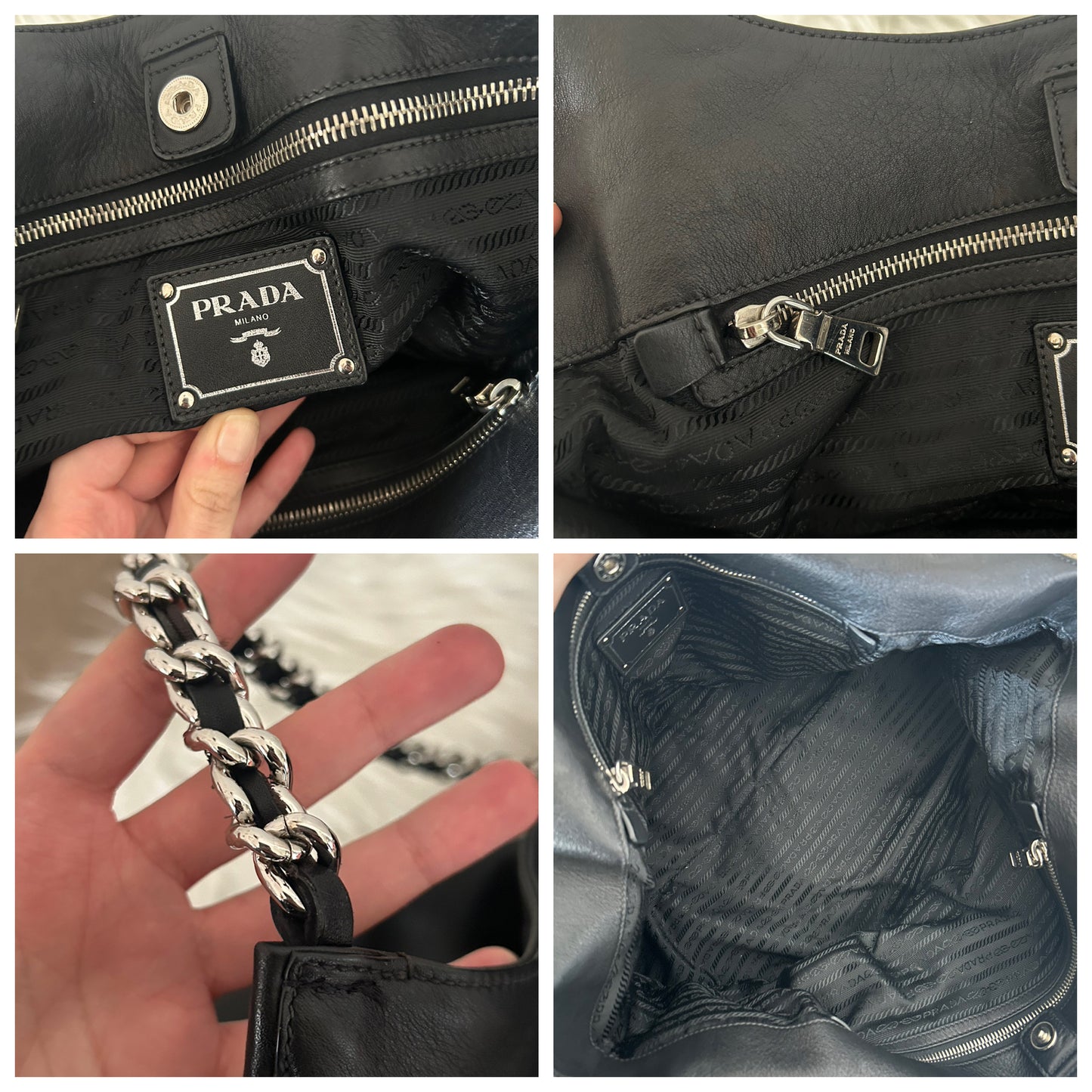 Prada tote bag in pelle nera