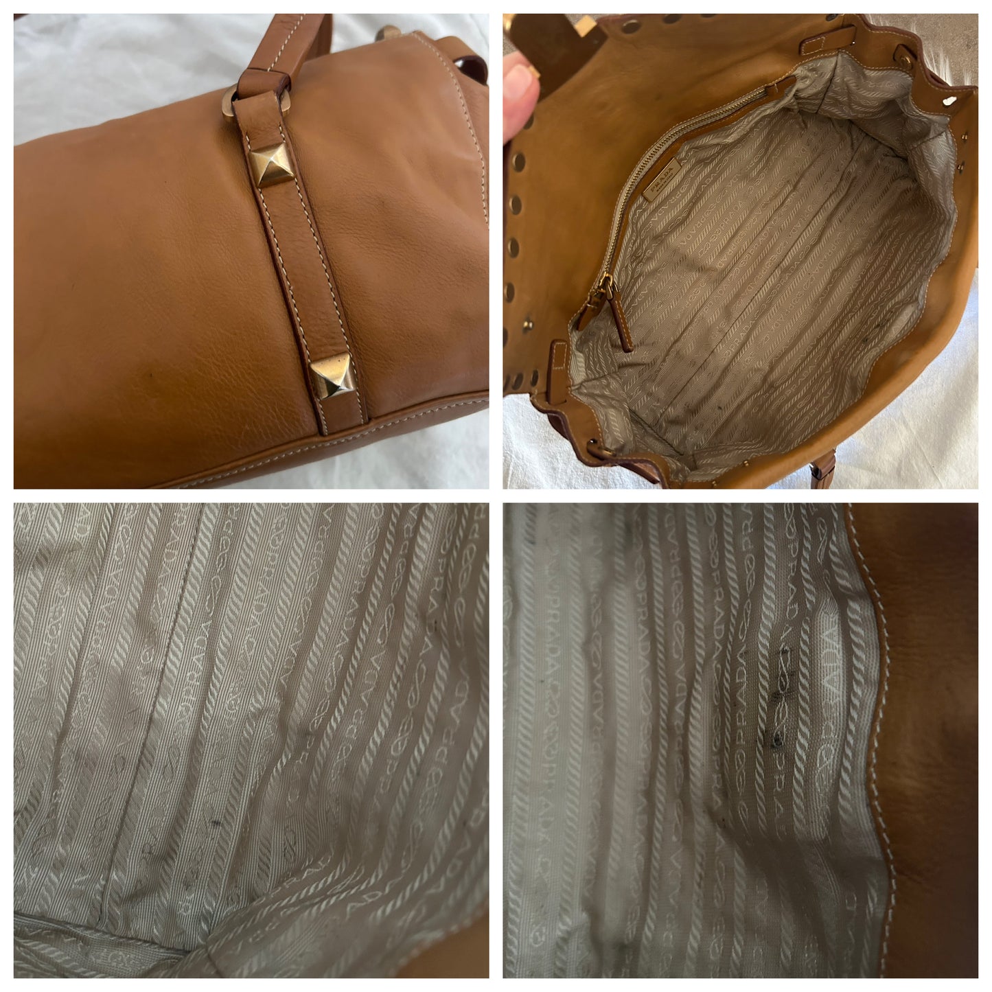 Prada tote in pelle e borchie