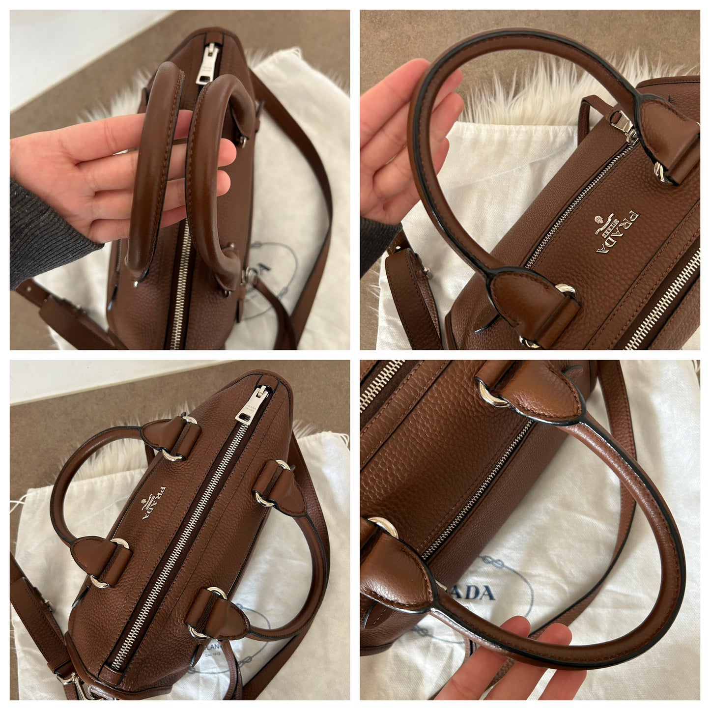 Prada Bauletto marrone in pelle con tracolla