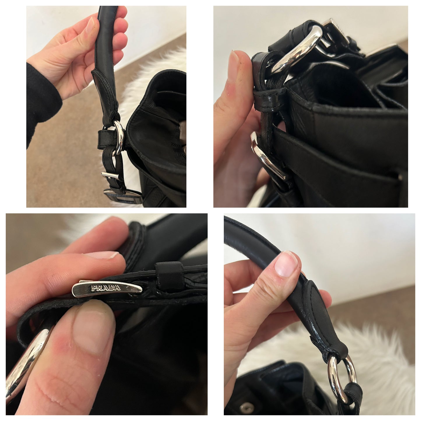 Prada secchiello in pelle nera