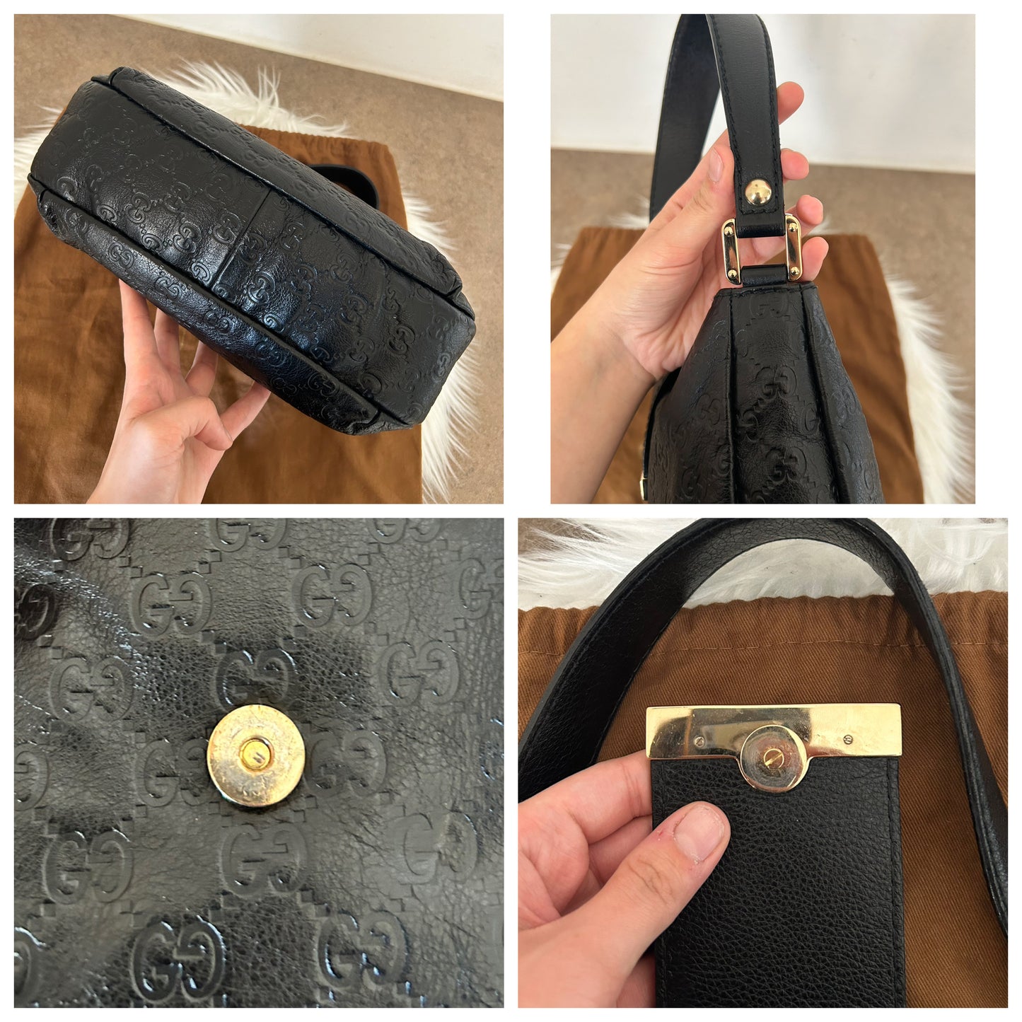 Gucci mini tote monogram Guccissima in pelle nera