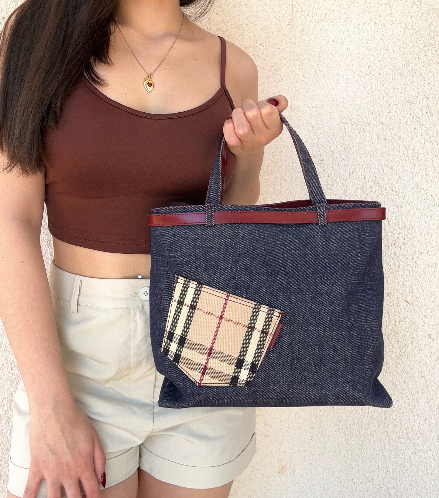 Burberry mini tote in denim - edizione limitata
