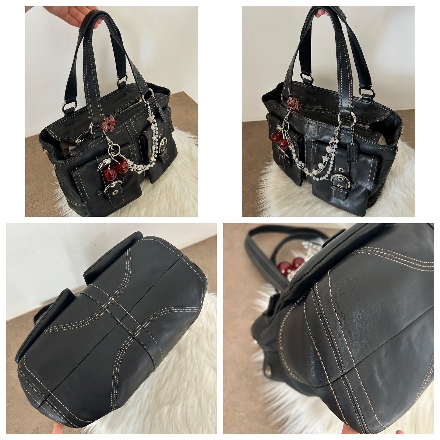Coach tote bag vintage in pelle nera