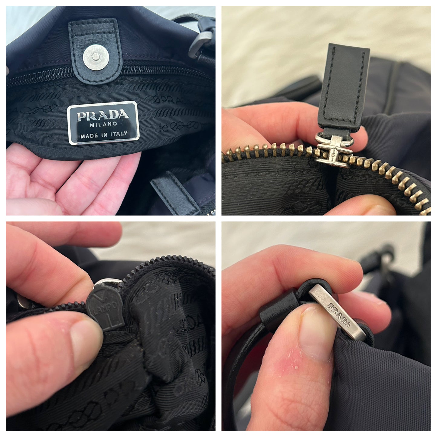 Prada tote in nylon e pelle